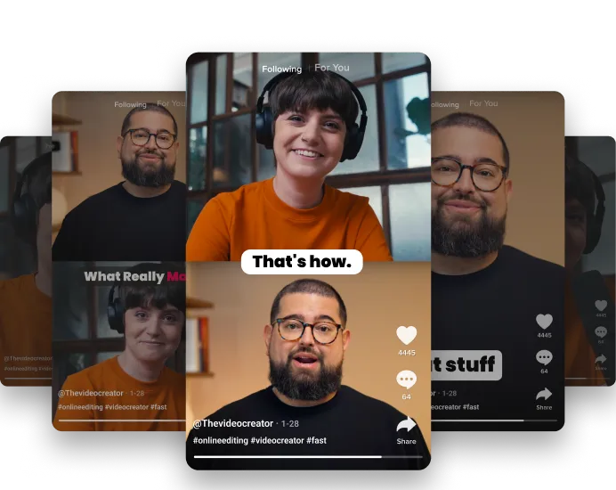 Split-screen TikTok video showing woman on top and a man speaking below.